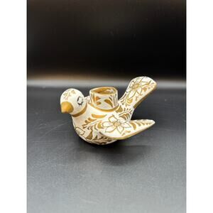 White & Gold Dove Candlestick Holder